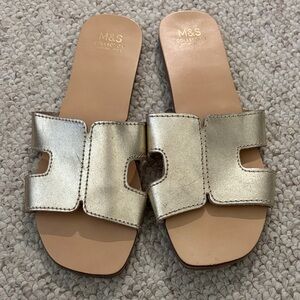 Marks & Spencer Metallic Gold Slide Sandals